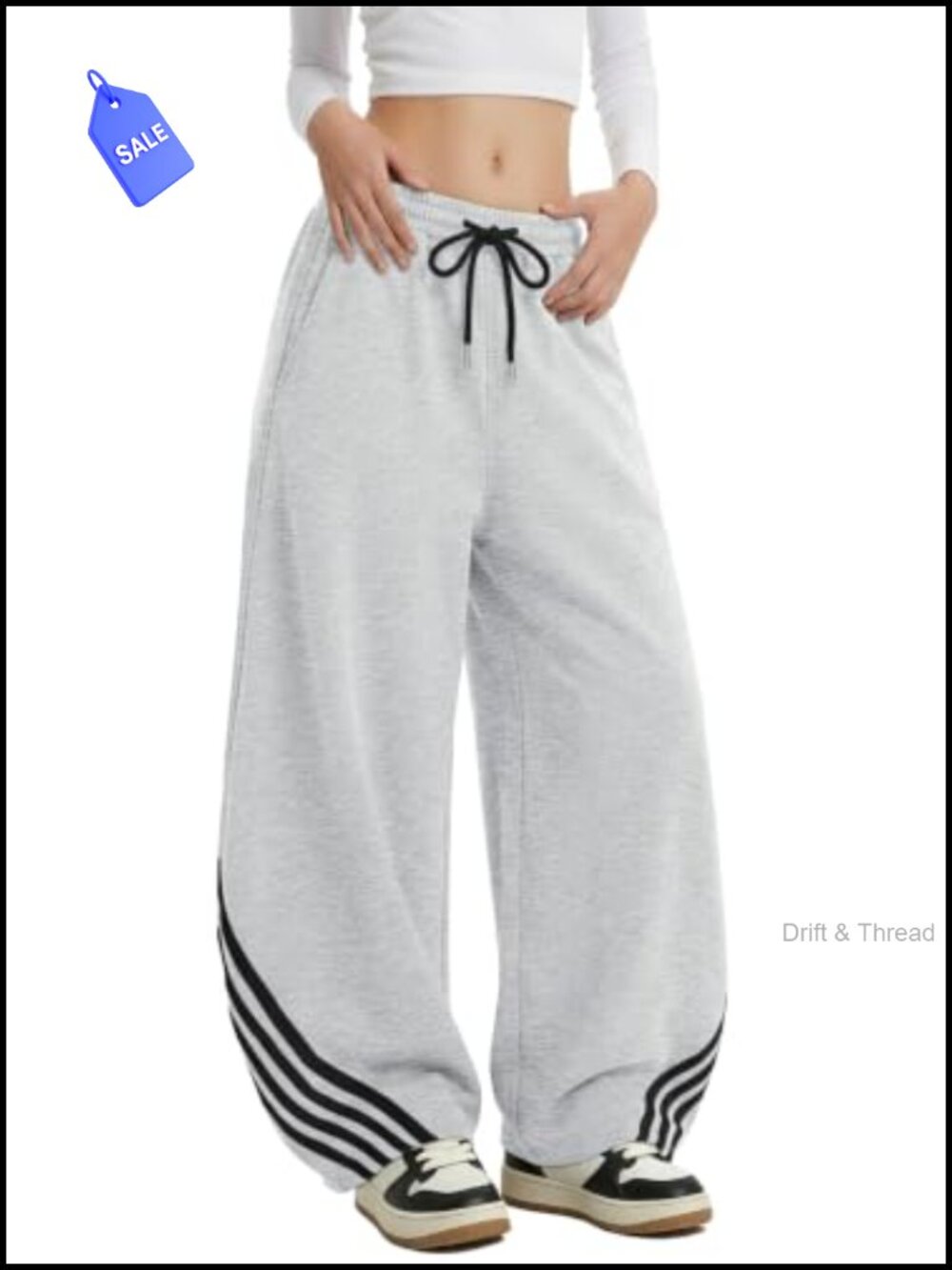 Wide Leg Barrel Sweatpants High Rise Lounge Pants with Pockets
